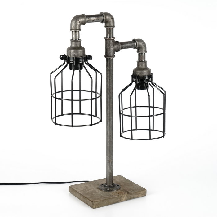 Opviq Lámpara de Mesa Industrial en Hierro Negro